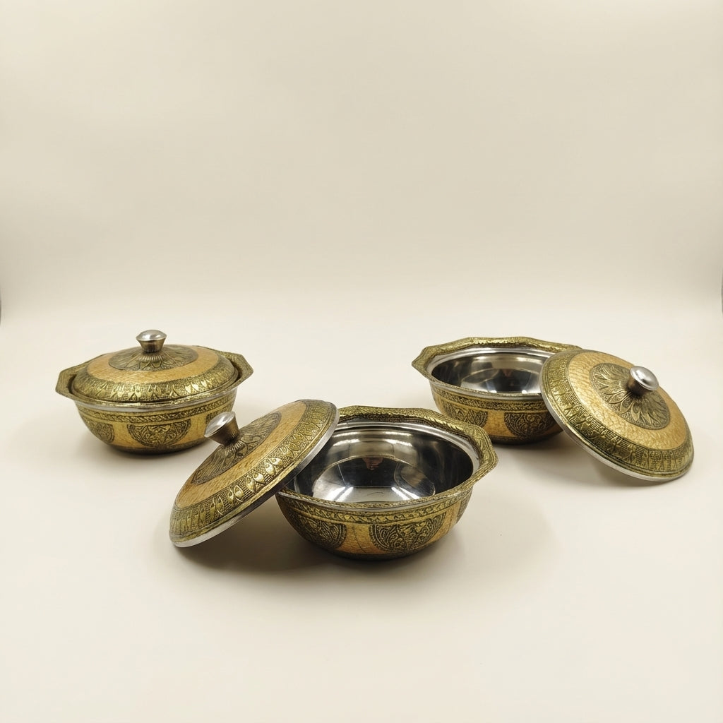 Handcrafted Brass Haldi Kumkum Bowls with Lids for Wedding & Pooja Rituals